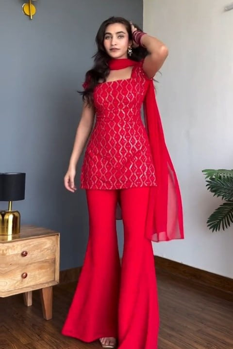 90’S STYLE ICONIC KURTA WITH BELL BOTTOM PLAZZO SET