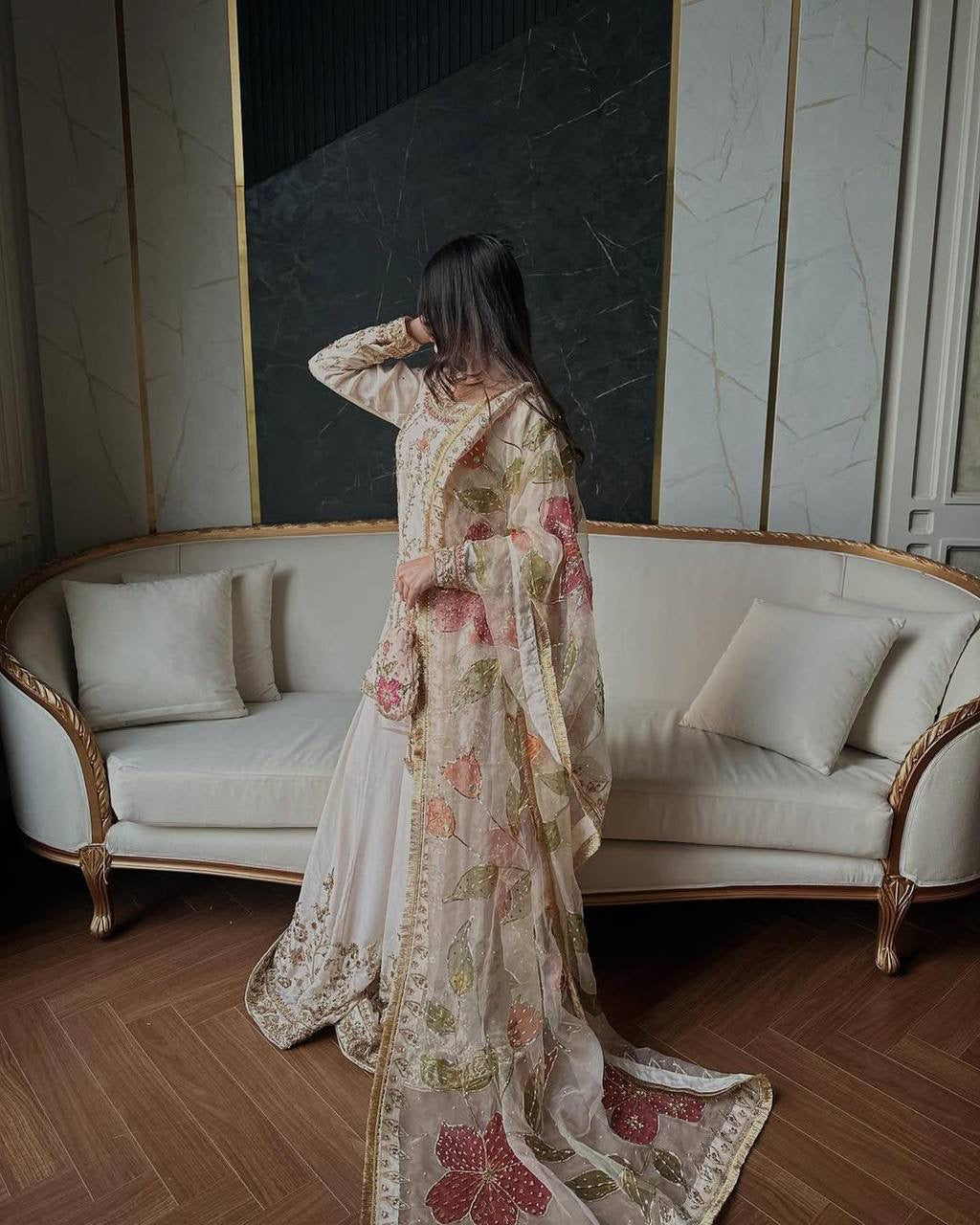 DESIGNER HEAVY CHINON WITH SEQUANCE EMBROIDERY WORK SUIT WITH PLAZZO AND DUPATTA