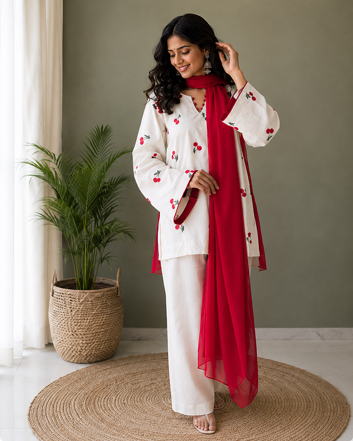 Gulnaar Cherry Garden Coord Set