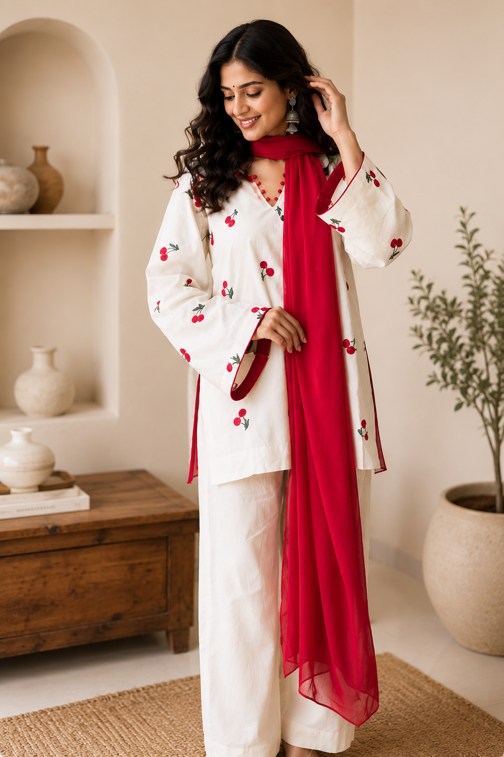 Gulnaar Cherry Garden Coord Set