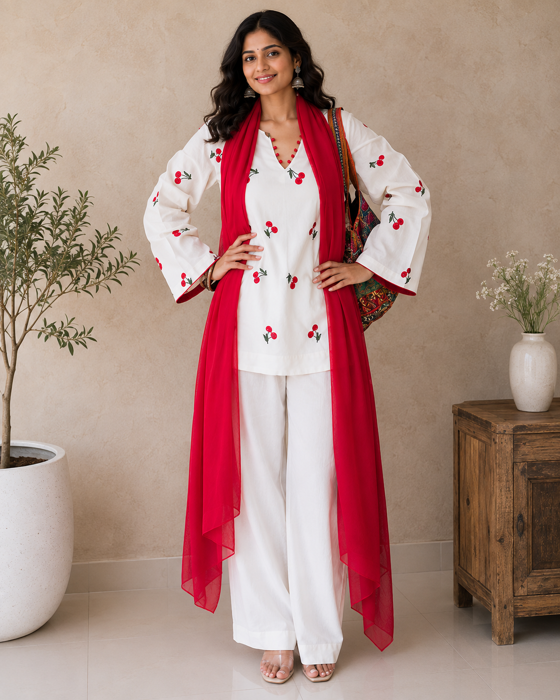 Gulnaar Cherry Garden Coord Set