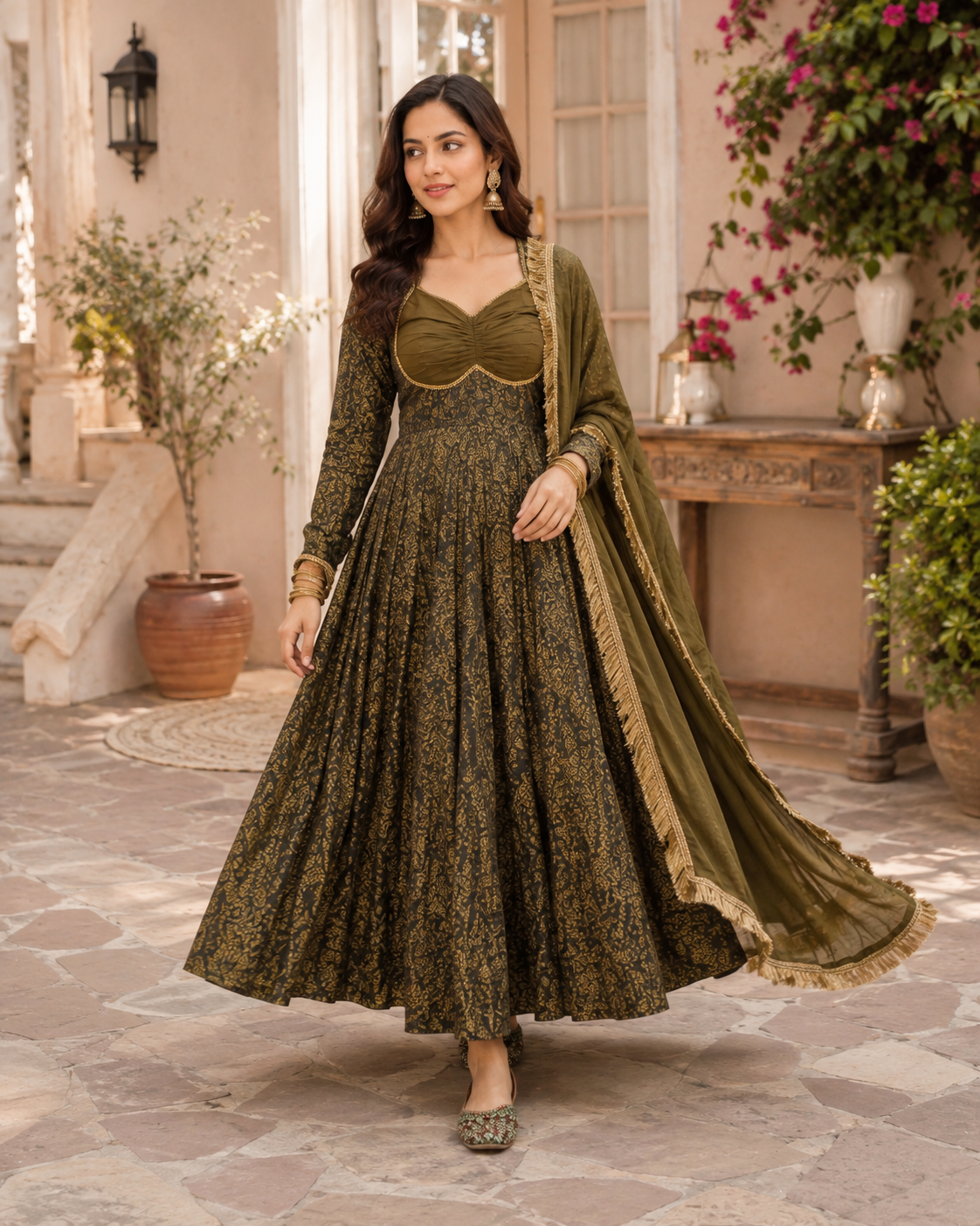 Noor Floral Brocade Jacquard Anarkali Set