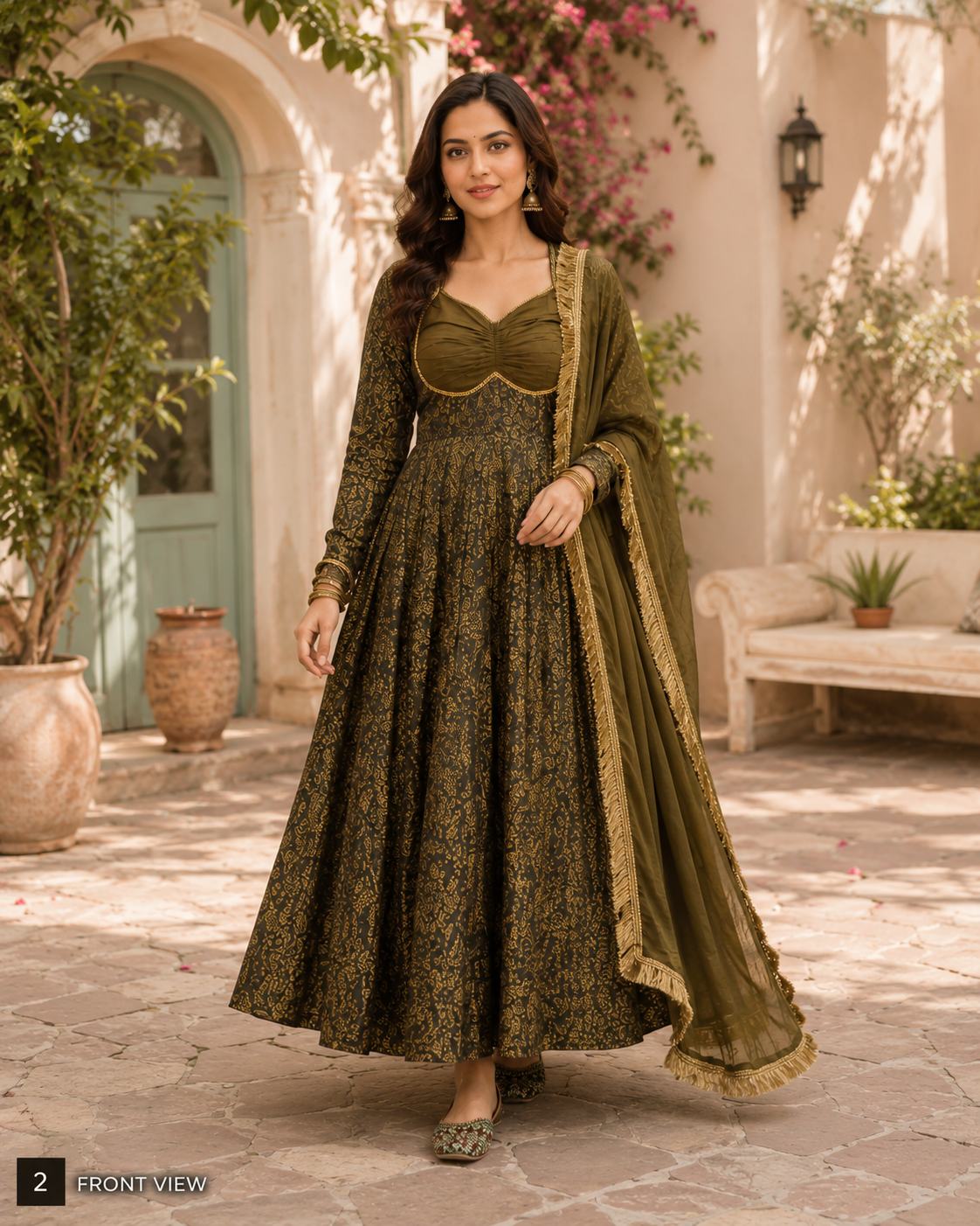 Noor Floral Brocade Jacquard Anarkali Set