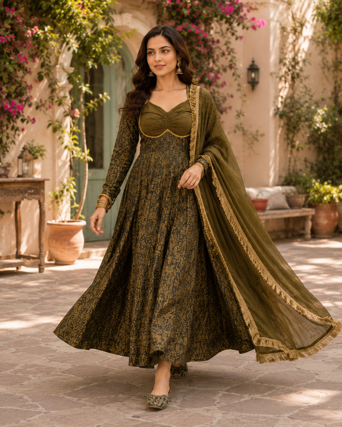 Noor Floral Brocade Jacquard Anarkali Set