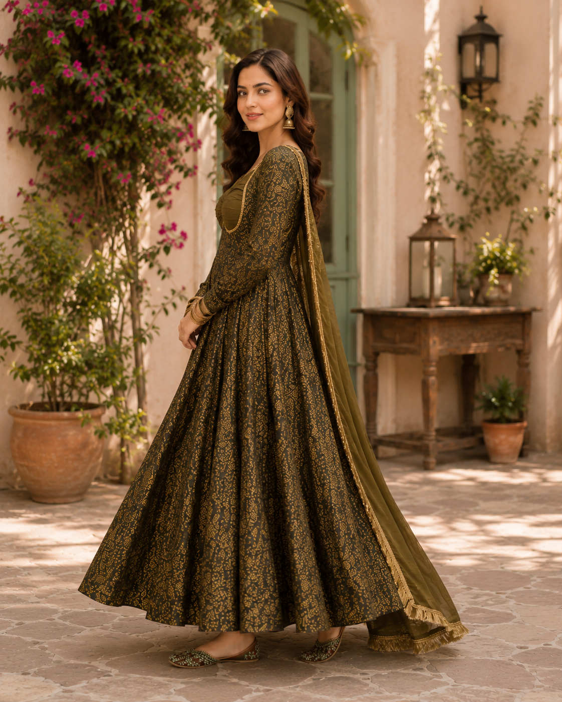 Noor Floral Brocade Jacquard Anarkali Set