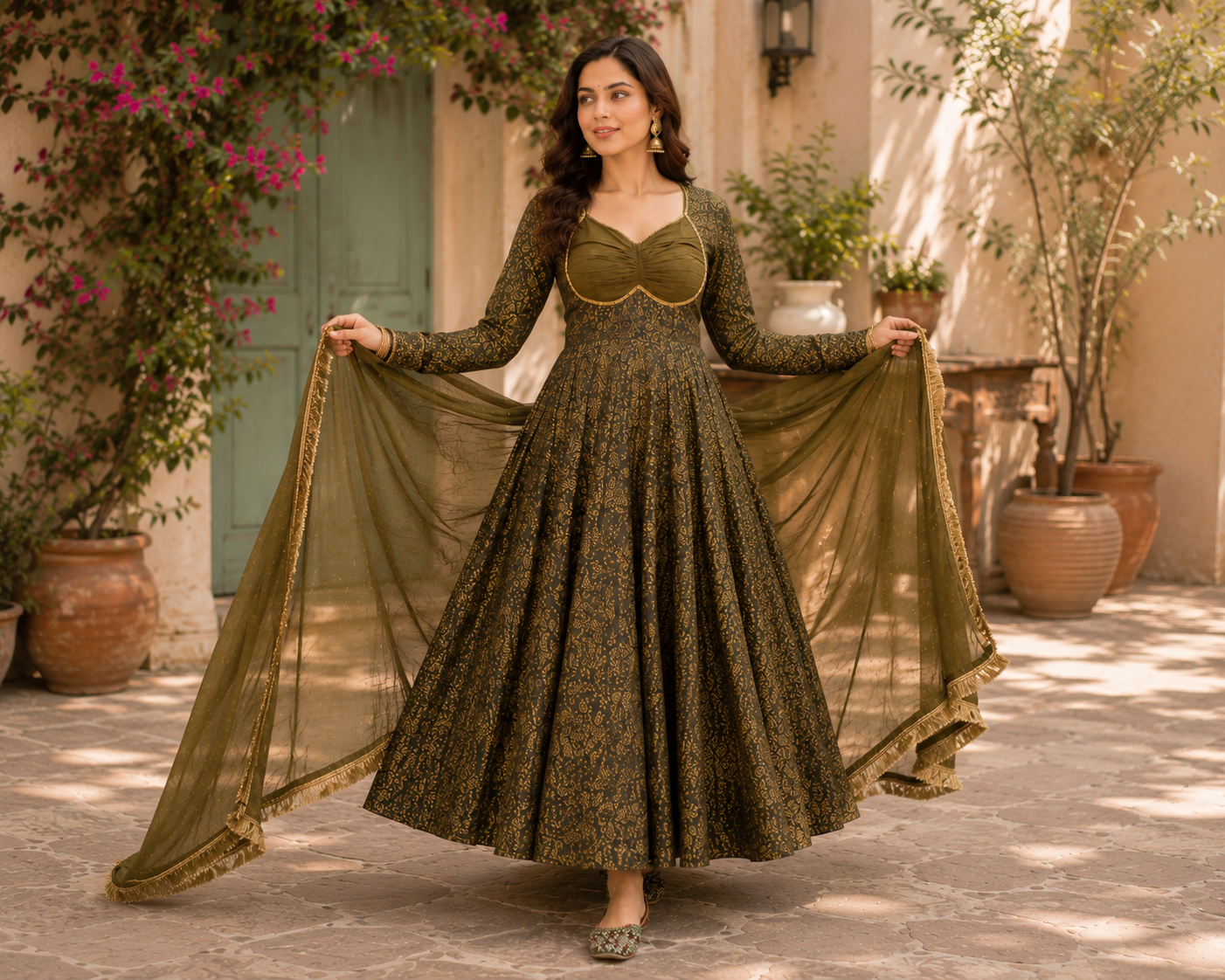 Noor Floral Brocade Jacquard Anarkali Set