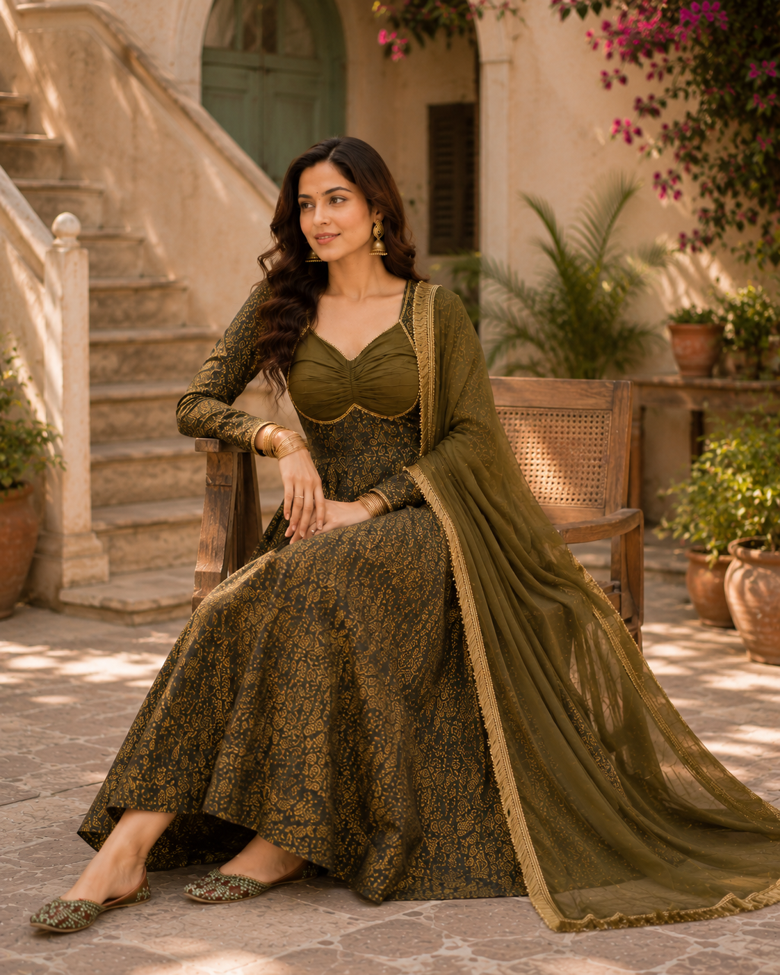 Noor Floral Brocade Jacquard Anarkali Set