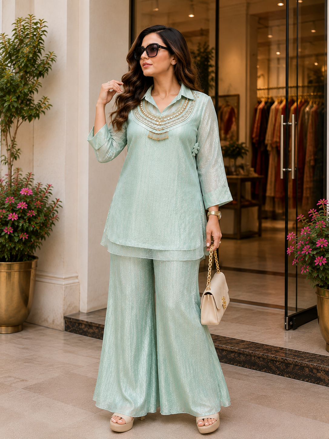 Festive Wear Co-ord Set with Hand Work