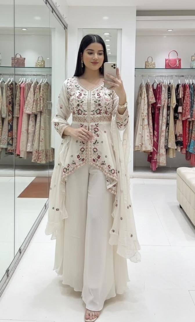 WEDDING SEASON OUR SEQUENCE EMBROIDERED TOP, PLAZZO AND DUPATTA
