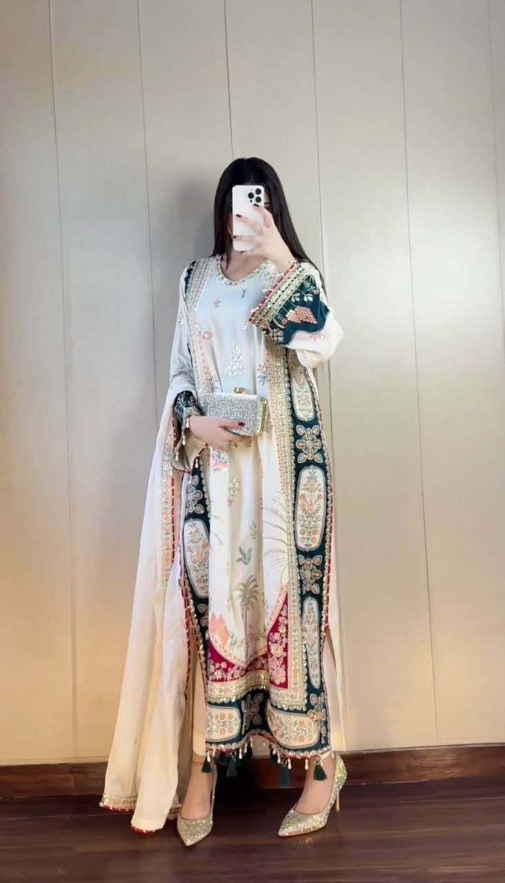 Designer Kaftaan Set with Pant & Dupatta ✨