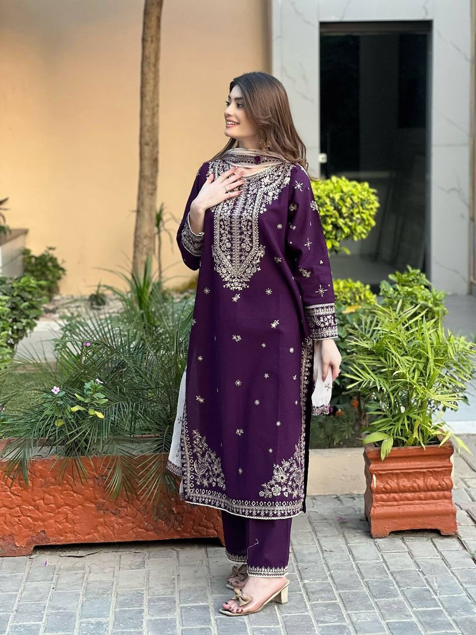 ✨ EID 🌙 EXCLUSIVE AND TRENDY FOR SEASON OUR SEQUENCE EMBROIDERY WORKED TOP, PANT AND DUPATTA ✨