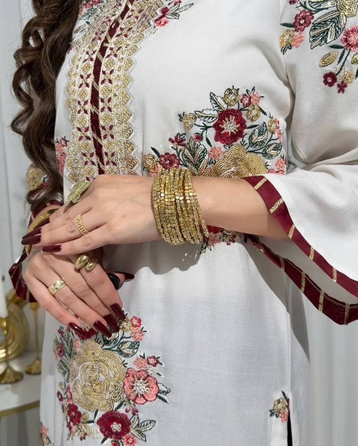 THREAD & SEQUINS, FAUX GEORGETTE FABRIC✨KURTI, DUPATTA & PENT