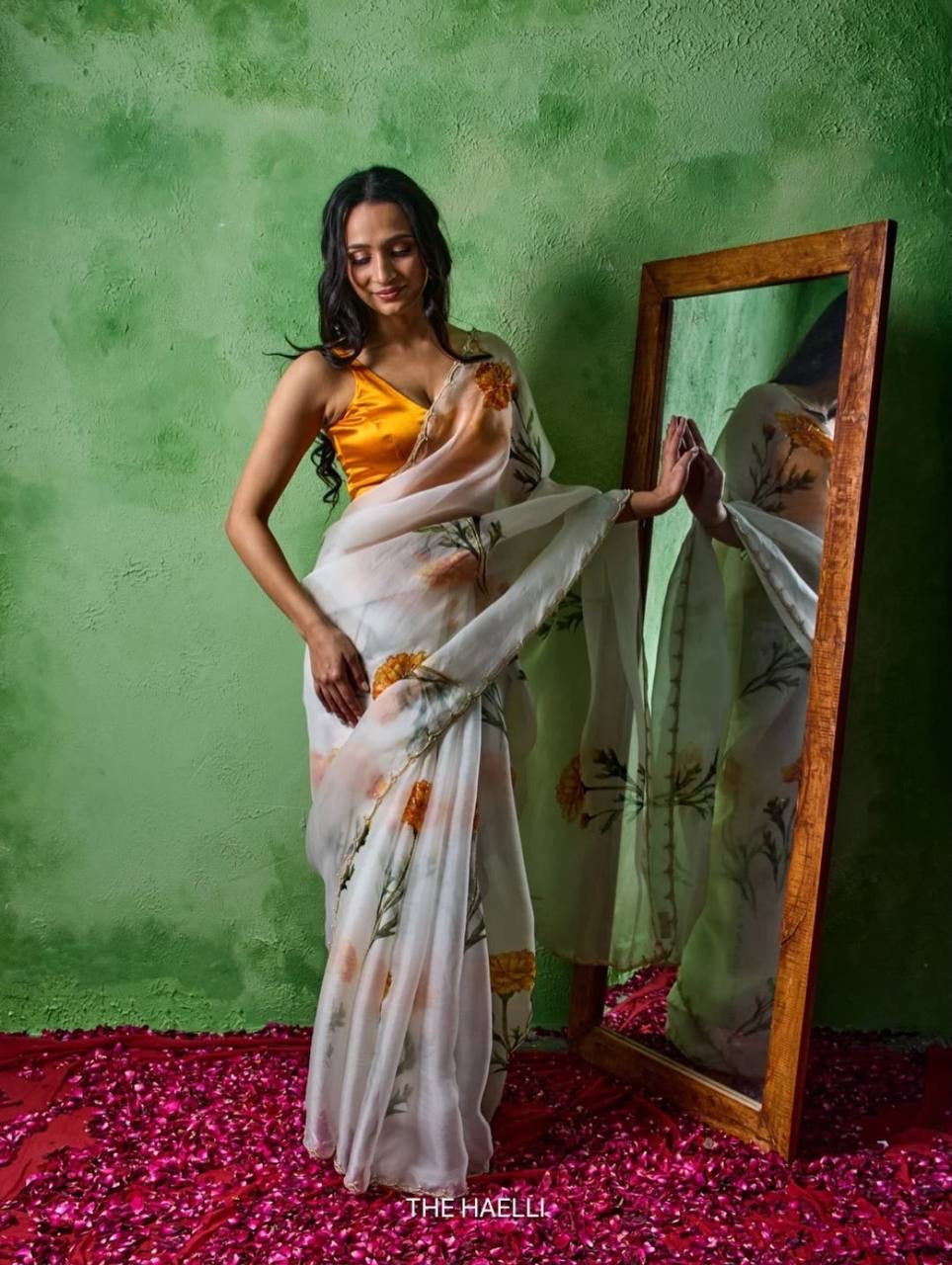 new exclusive floral handwork saree collection
