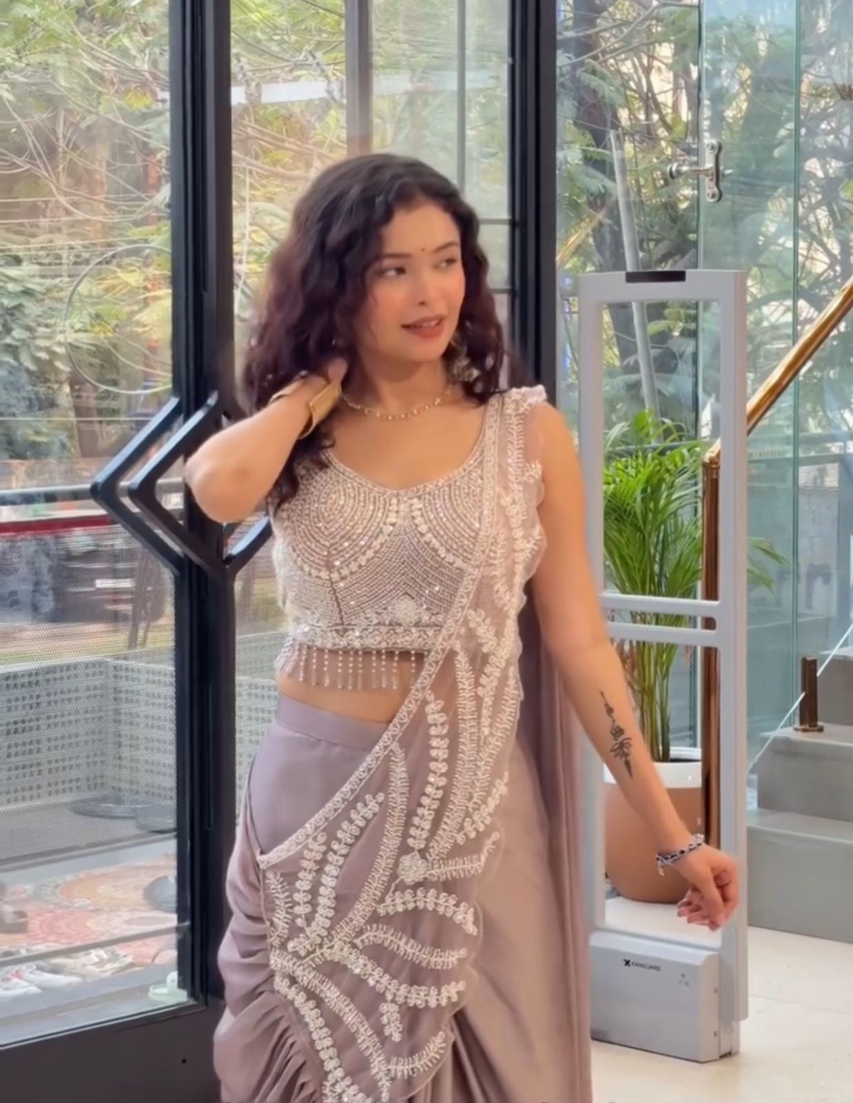ready to wear saree with Embroidery Blouse