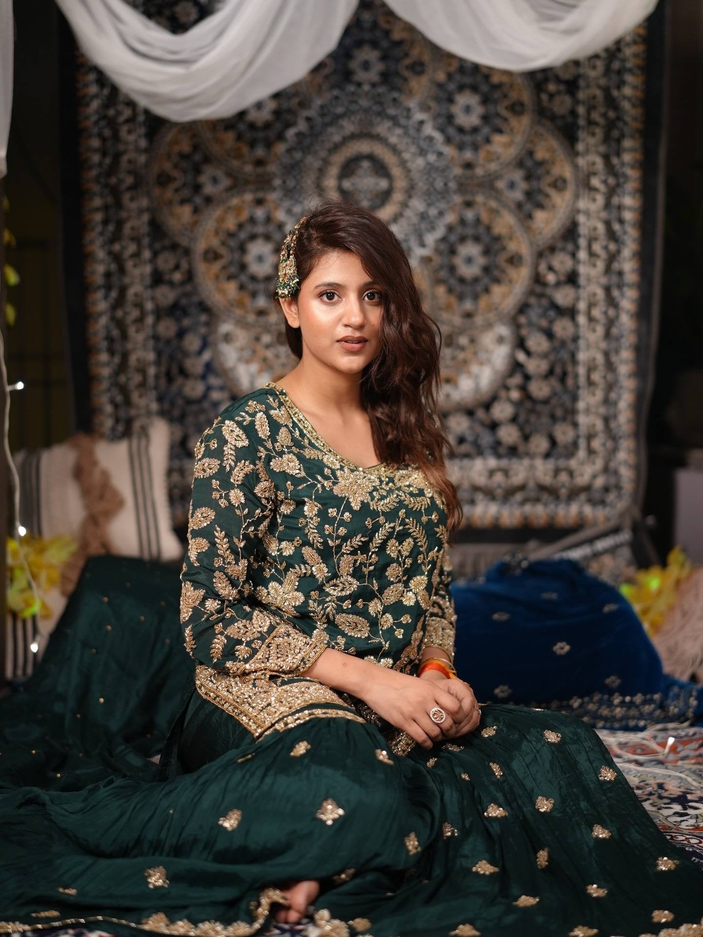 HEAVY SEMI-BEADS EMBROIDERY WORK & ELEGANT STYLE