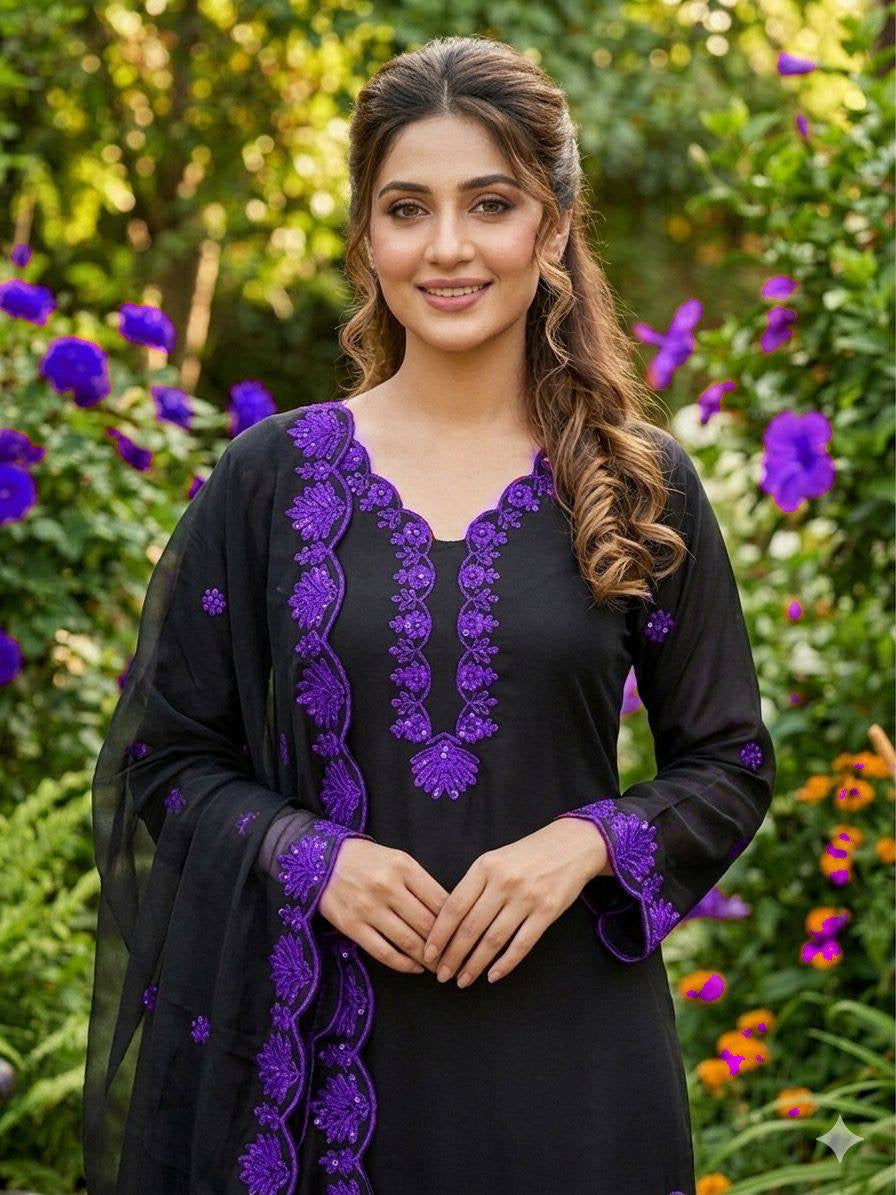 EMBROIDERY WORKED TOP, FARSI SALWAAR WITH DUPATTA