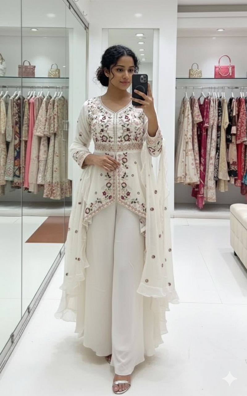 WEDDING SEASON OUR SEQUENCE EMBROIDERED TOP, PLAZZO AND DUPATTA