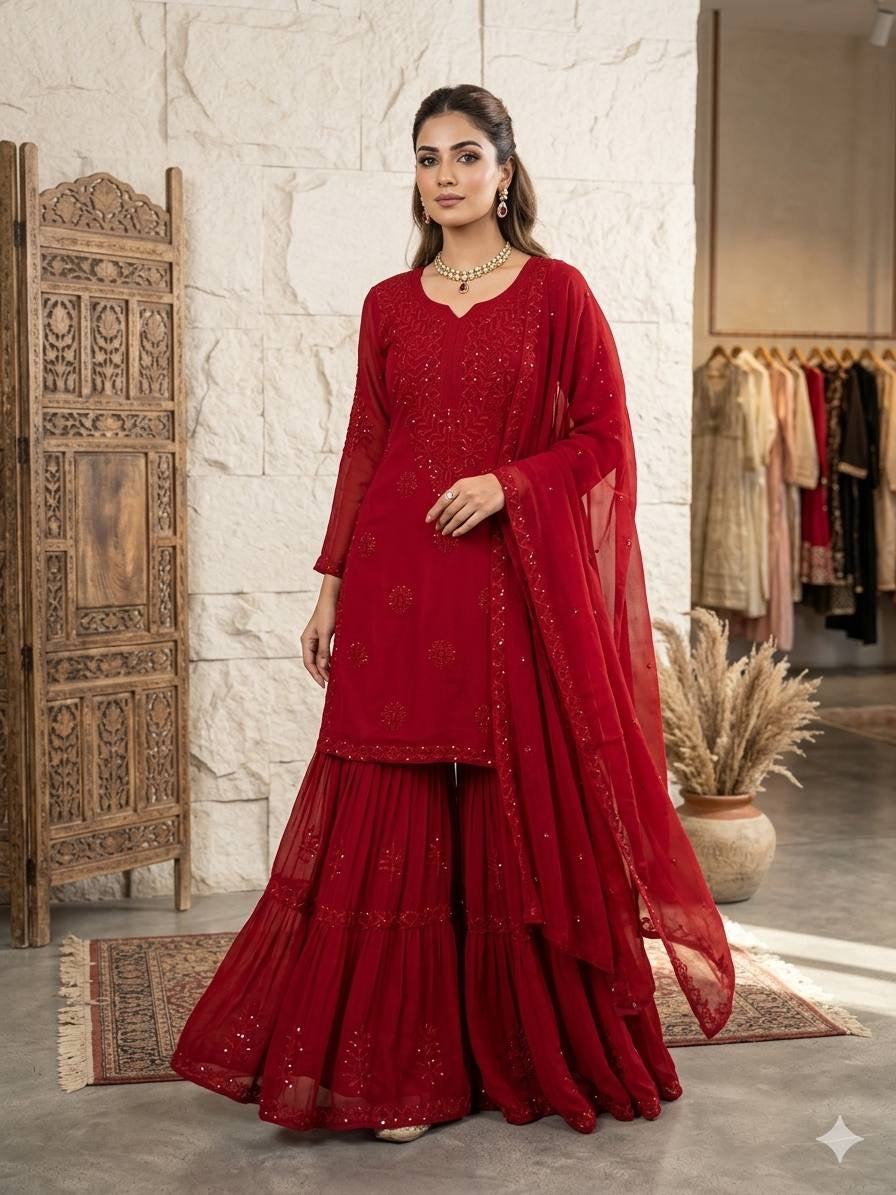 DESIGNER WEAR SEQUENCE EMBROIDERED SARARA PAIR
