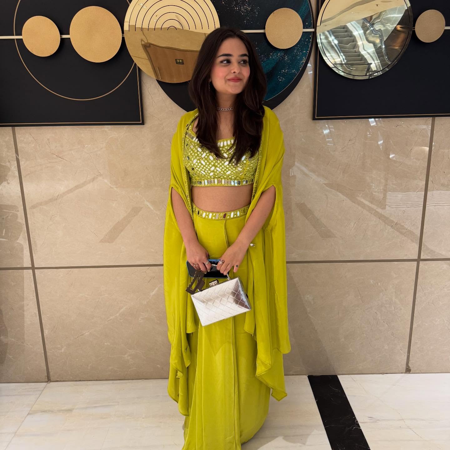 NEON GLOW MIRROR WORK INDO WESTERN DRAPE SET