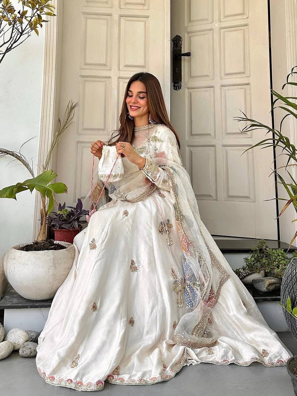 DESIGNER SEQUENCE EMBROIDERED 3 PIECE GOWN PAIR