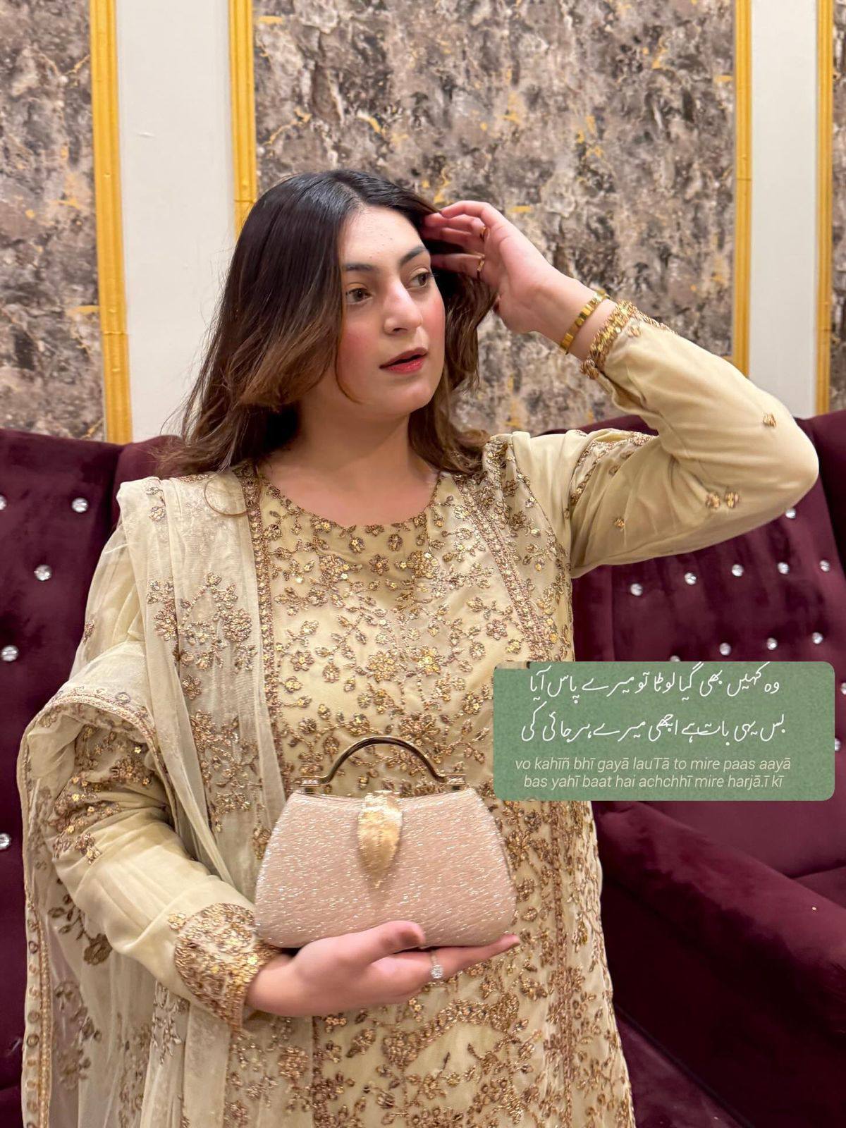 Georgette Kurti Palazzo Set with Moti Latkan Detailing
