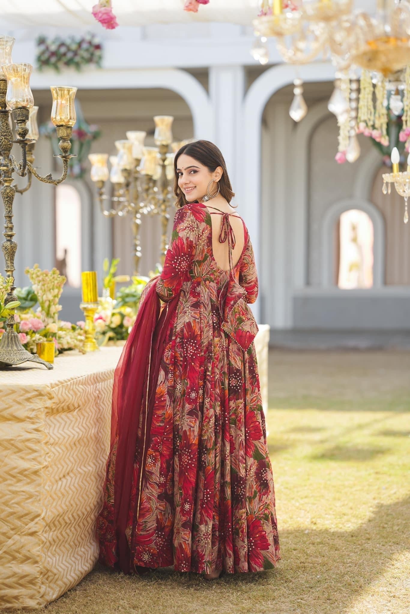 MULTI COLOUR DIGITAL PRINTED ANARKALI SUIT SET