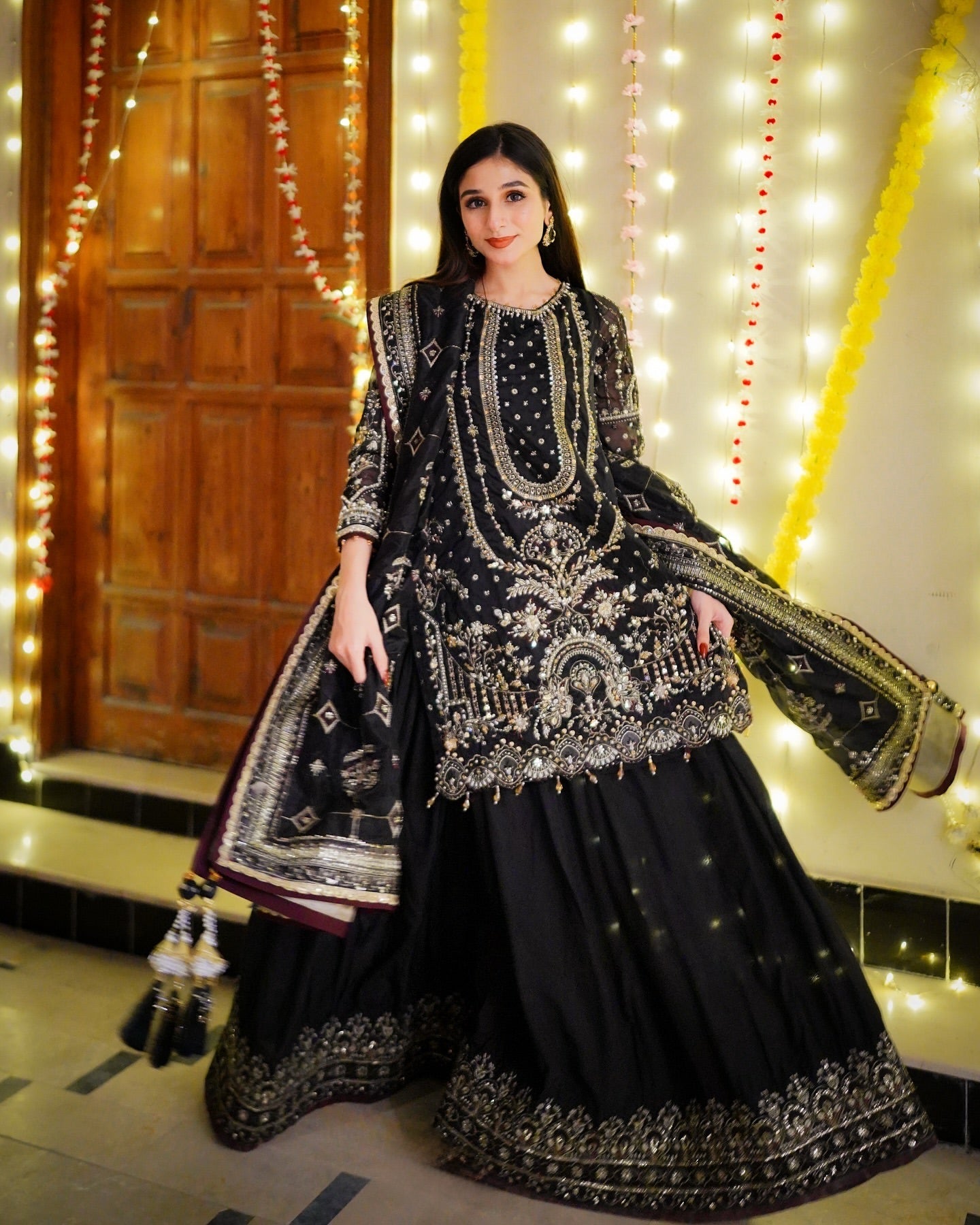 Designer Faux Georgette Embroidered Top, Palazzo & Dupatta Set
