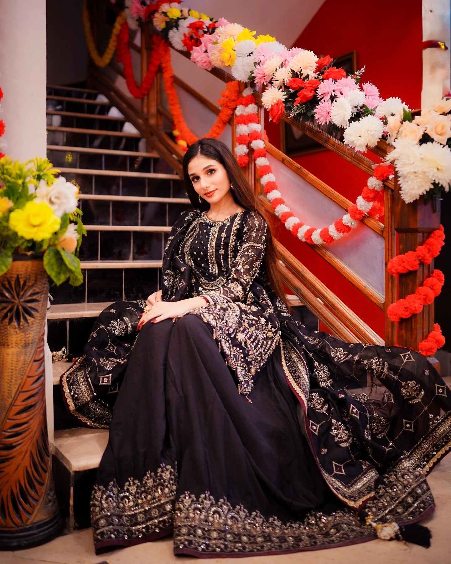 Designer Faux Georgette Embroidered Top, Palazzo & Dupatta Set