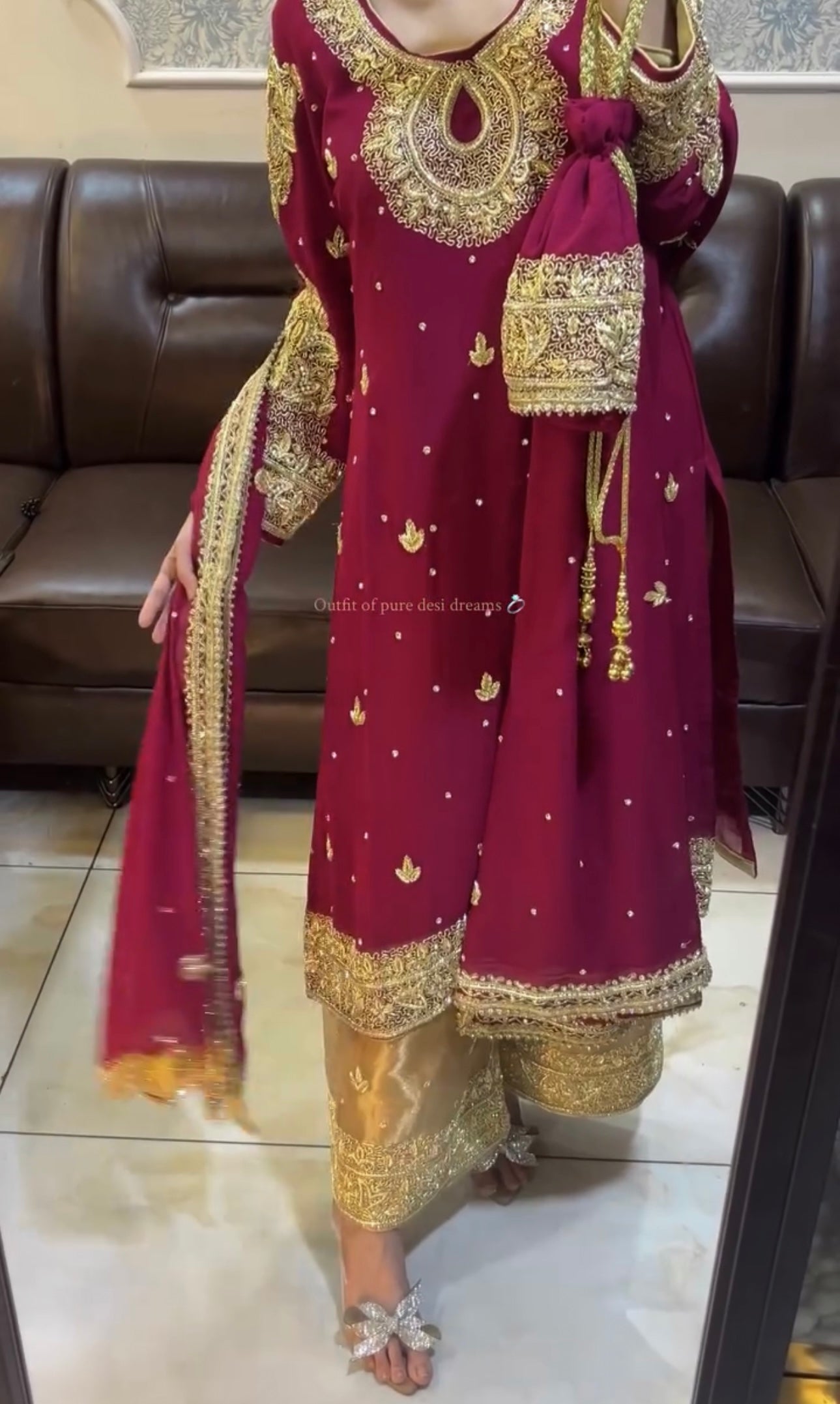 Designer Party Wear Top Plazo Set with Embroidery Sequins Work & Dupatta