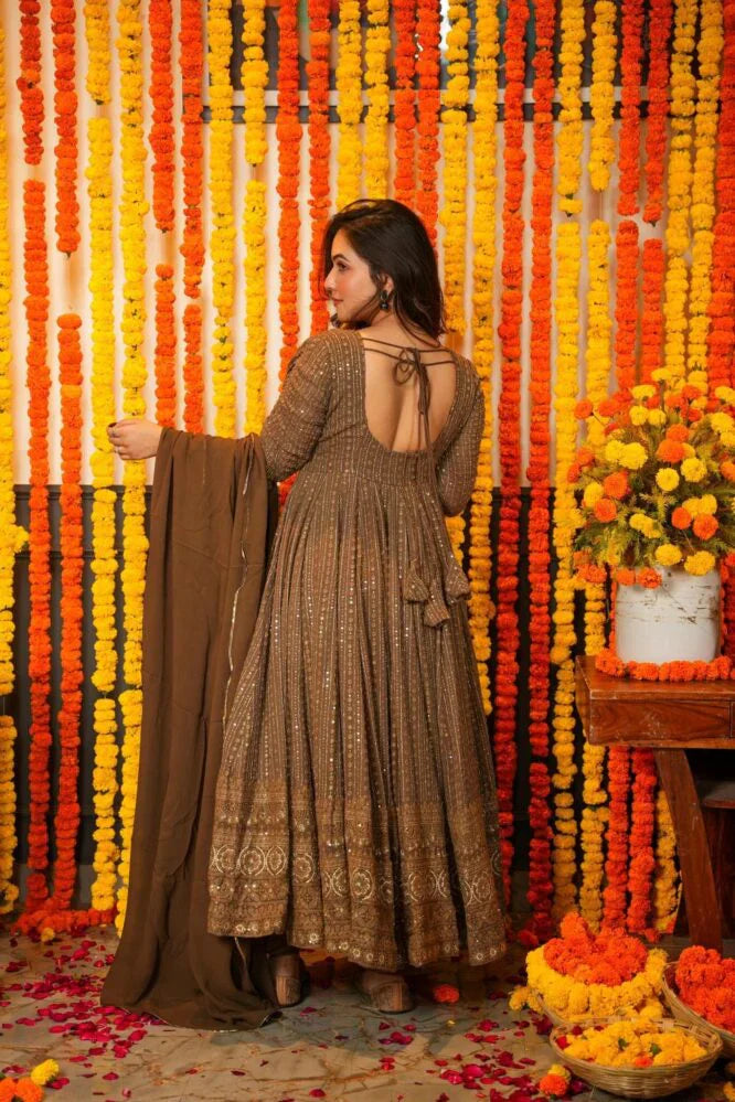 KB Vogue's Night Star Chocolate Anarkali Suit Set