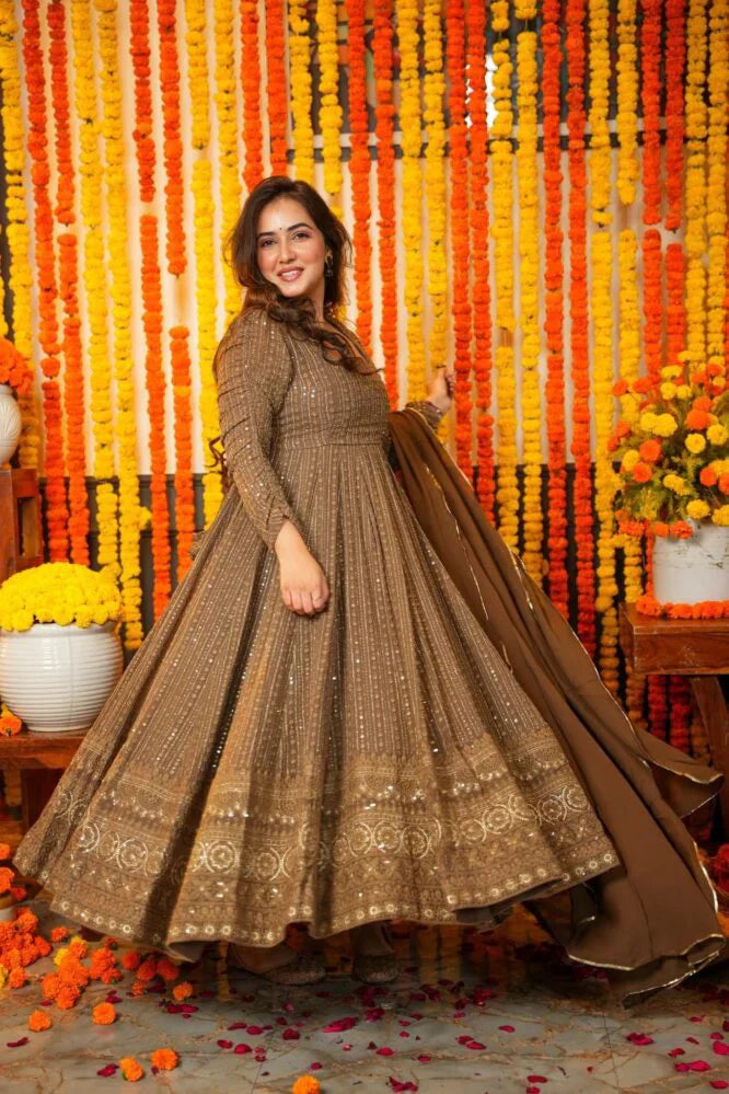 KB Vogue's Night Star Chocolate Anarkali Suit Set