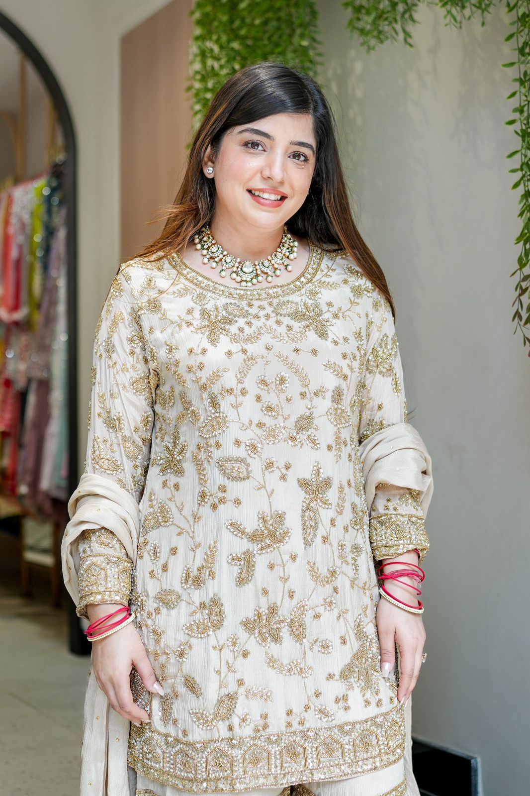 Premium Chinon Sequin Embroidered Sharara Suit Set