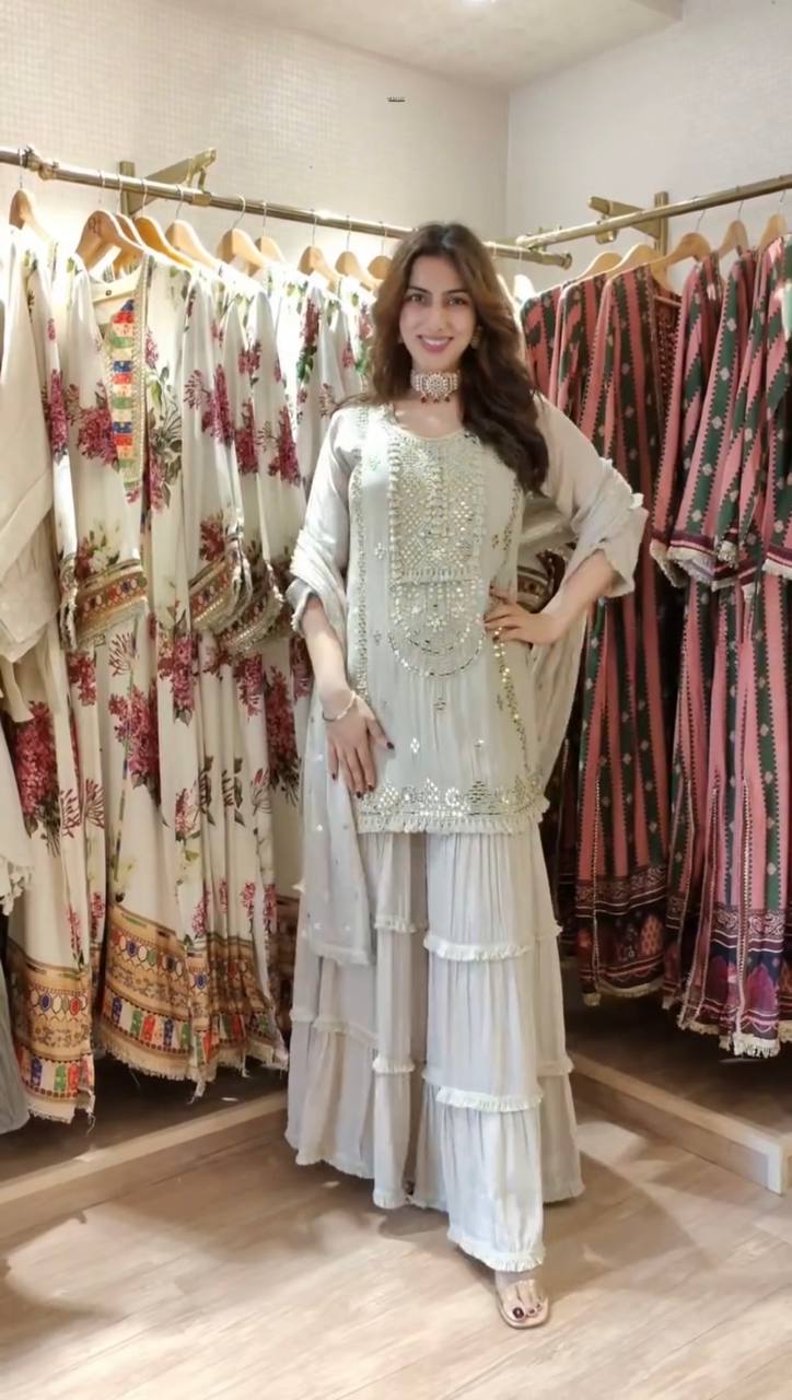 LaceAura Ethnic Sharara Set – Soft Silhouettes, Timeless Style