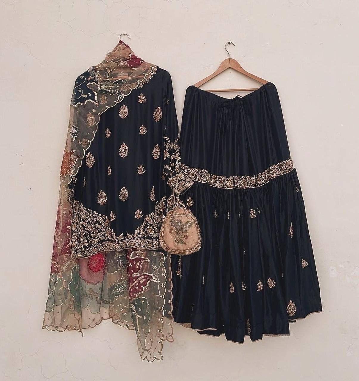 Exclusive Designer Heavy Chinon Sequin Embroidery Suit Set
