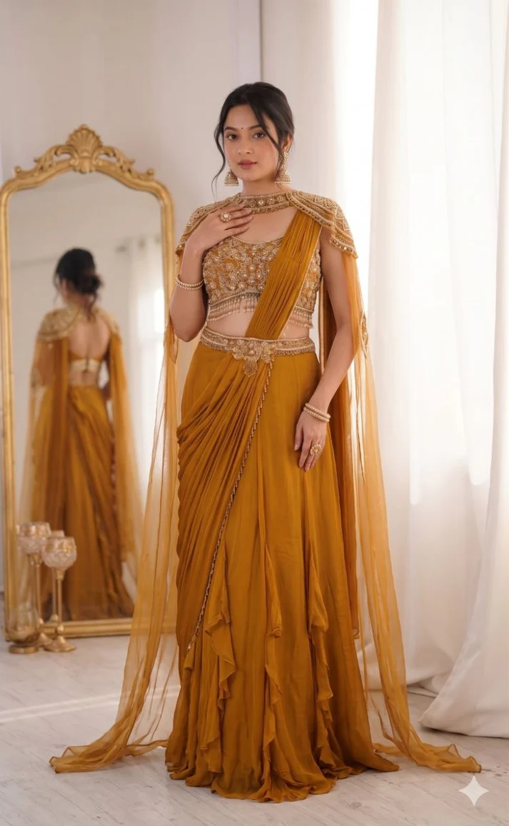 New Superhit Fancy Rangoli Silk Fabric Lehenga Choli in Mustard Color