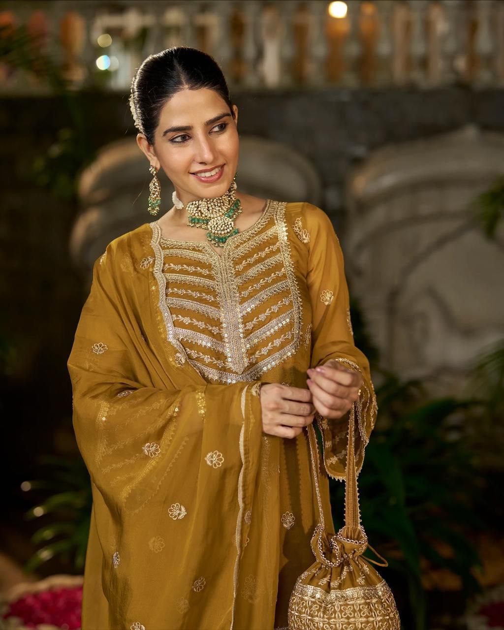 Designer Party Wear Top Palazzo & Dupatta Set