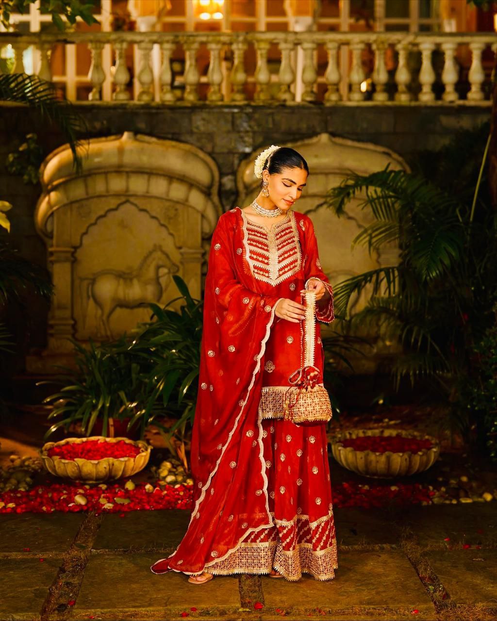 Designer Party Wear Top Palazzo & Dupatta Set