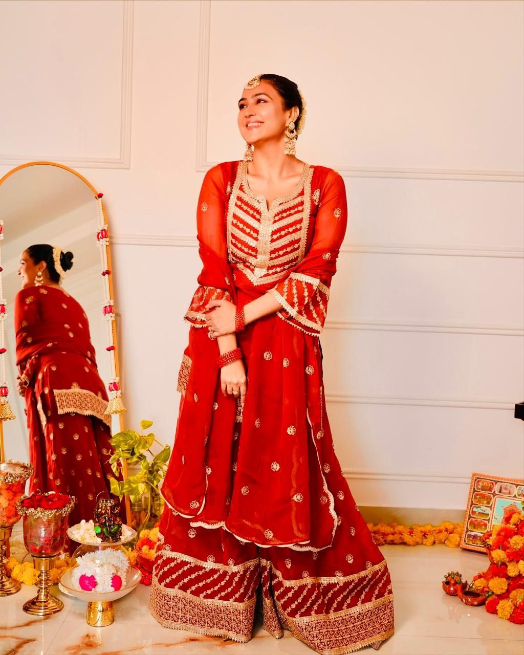 Designer Party Wear Top Palazzo & Dupatta Set