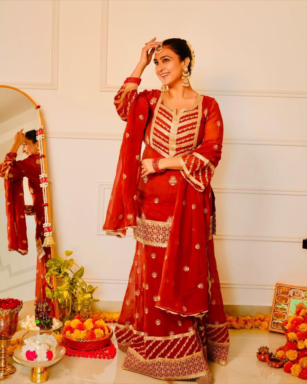 Designer Party Wear Top Palazzo & Dupatta Set