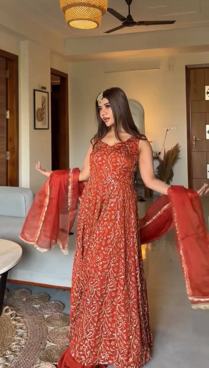 Luxe Georgette Palazzo Gown Set