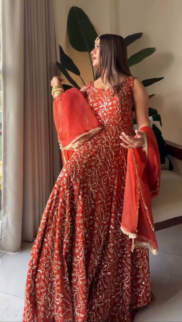 Luxe Georgette Palazzo Gown Set