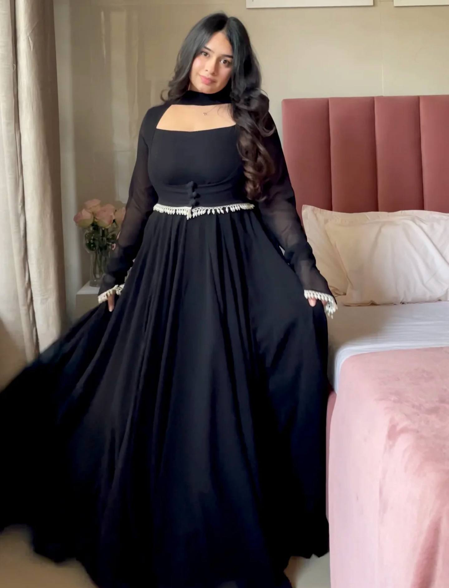 Magenta Chanderi Anarkali Suit Set