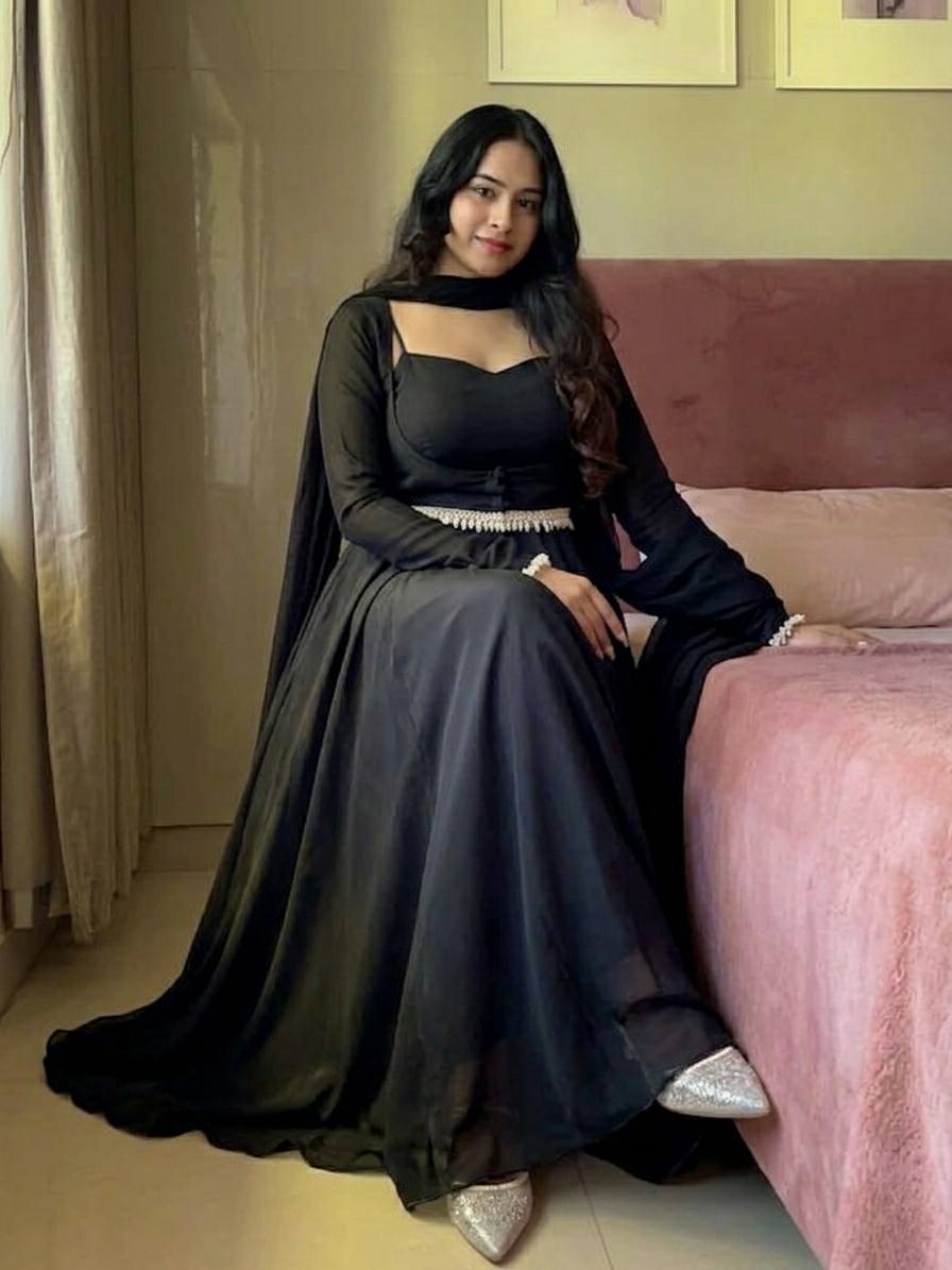 Magenta Chanderi Anarkali Suit Set
