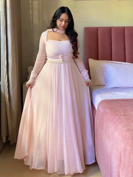 Magenta Chanderi Anarkali Suit Set