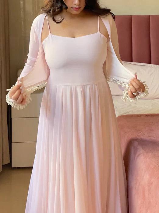 Magenta Chanderi Anarkali Suit Set