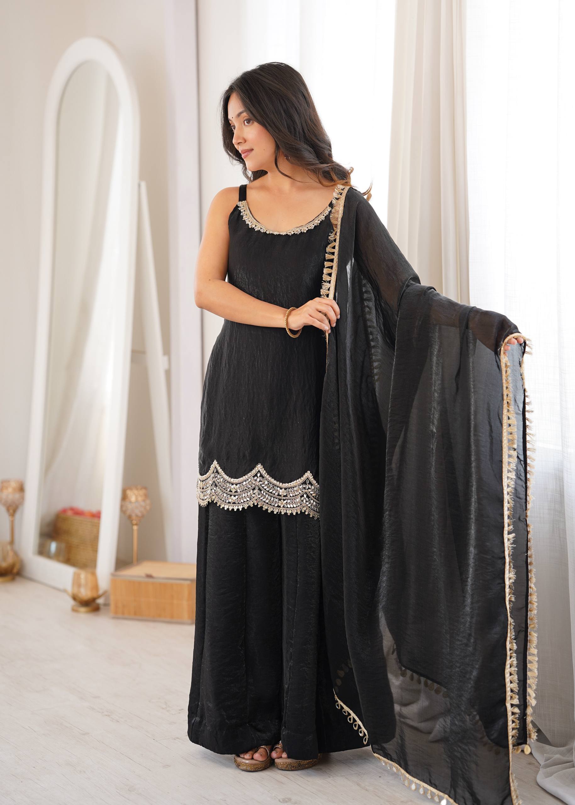 Ruhani Bloom Mirror Work Sharara Set