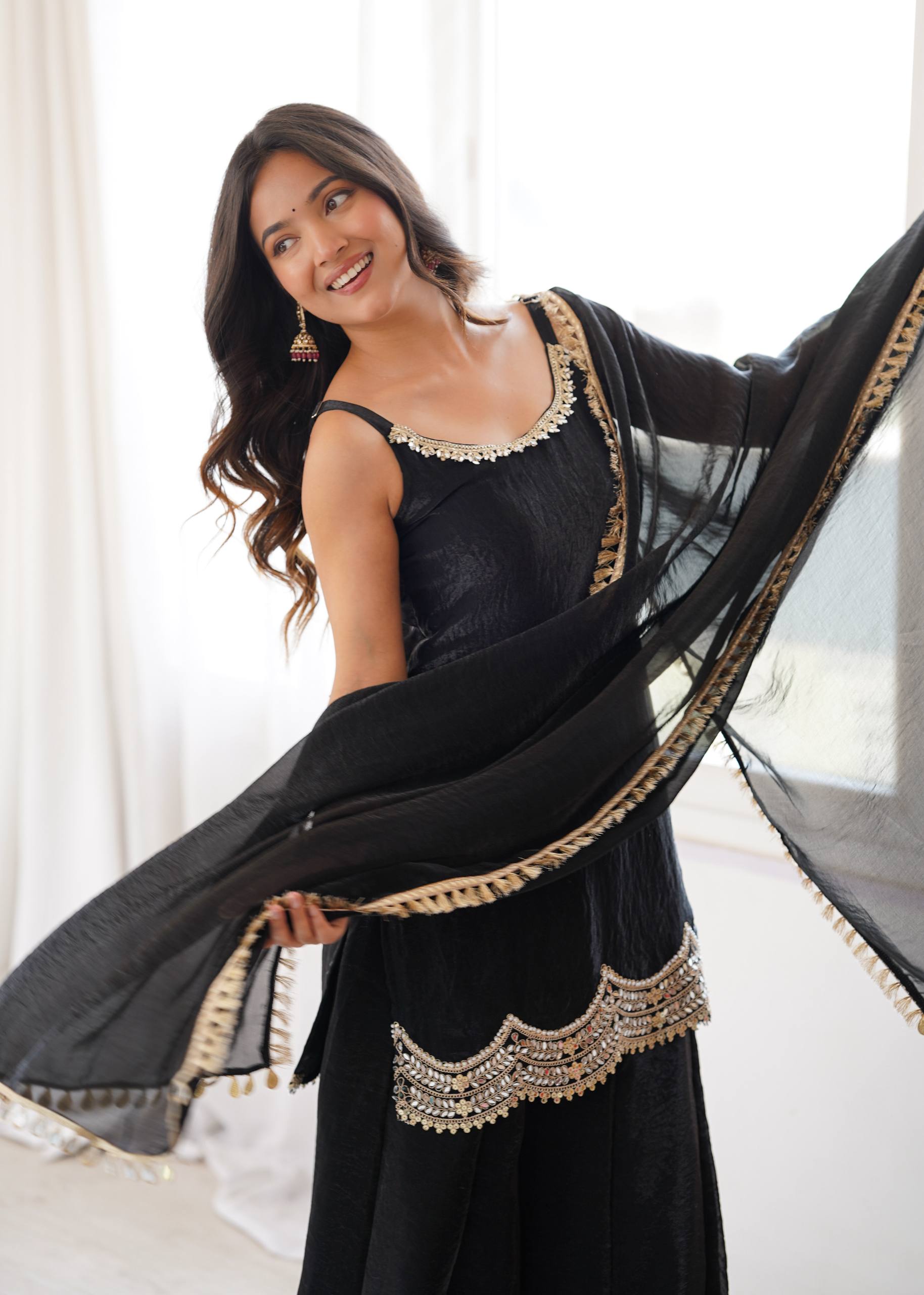 Ruhani Bloom Mirror Work Sharara Set