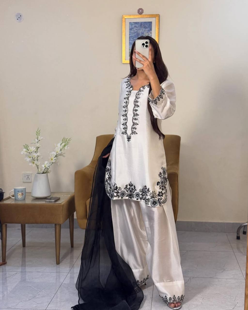 New Partywear Designer Kurta With Plazzo Set