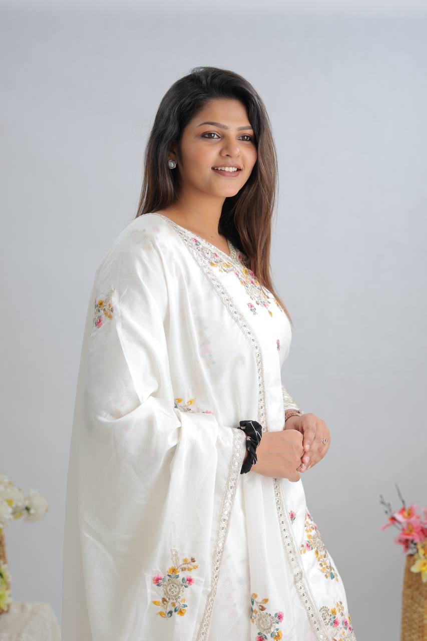 New Partywear White  Designer Partywear Sharara Set