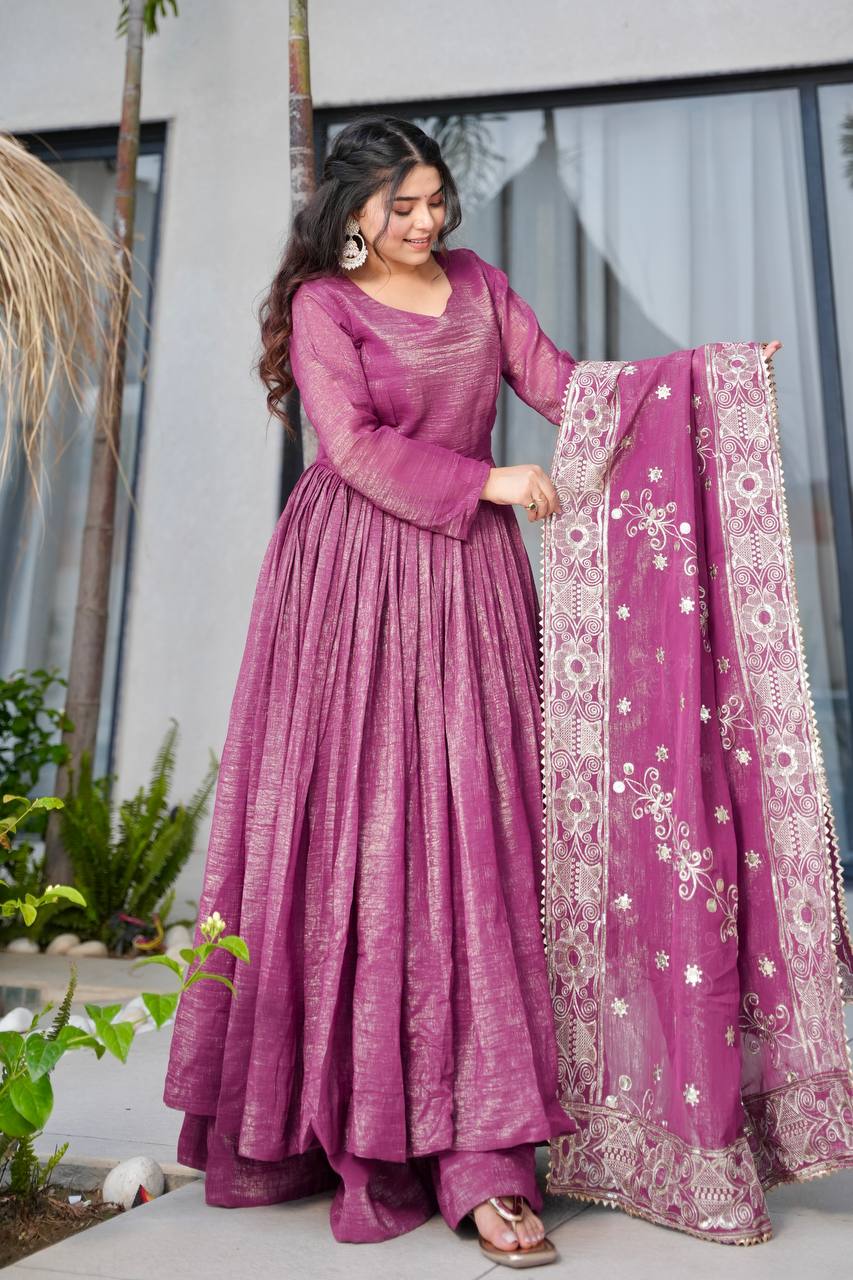 New Arrival Designer Partylook Premium Gold Crazy Sharara Set